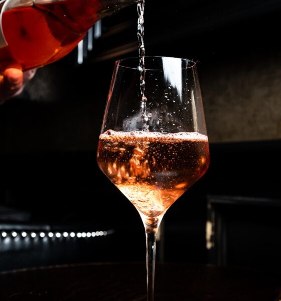 liquor pours in wine glass
