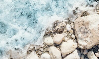 bubble ocean on white stone